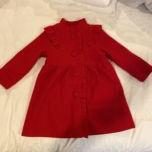 Girls Red Coat with ruffle details